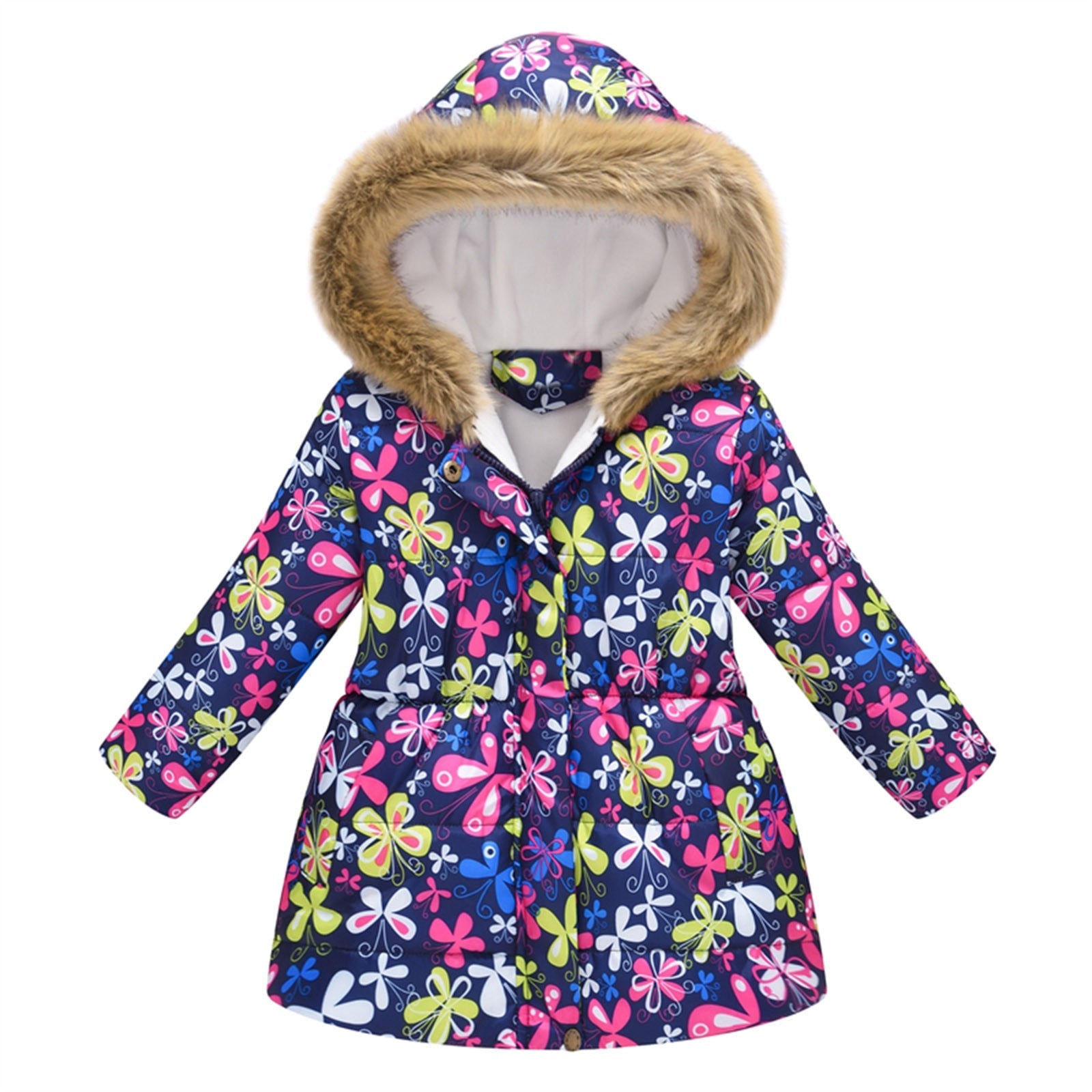 Kids Girls Fur Collar Hooded Winter Parka/Jacket childrensterritory