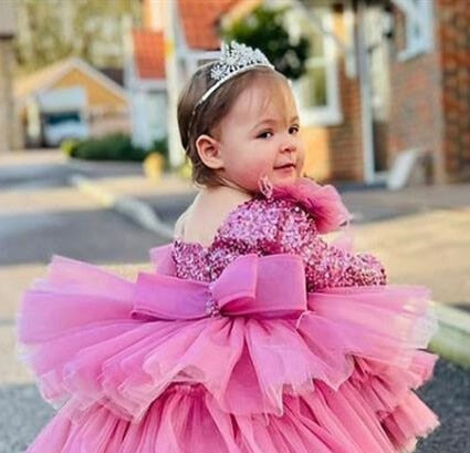 Kids Girls Glitter Sequin Puffy Princess Dresses childrensterritory