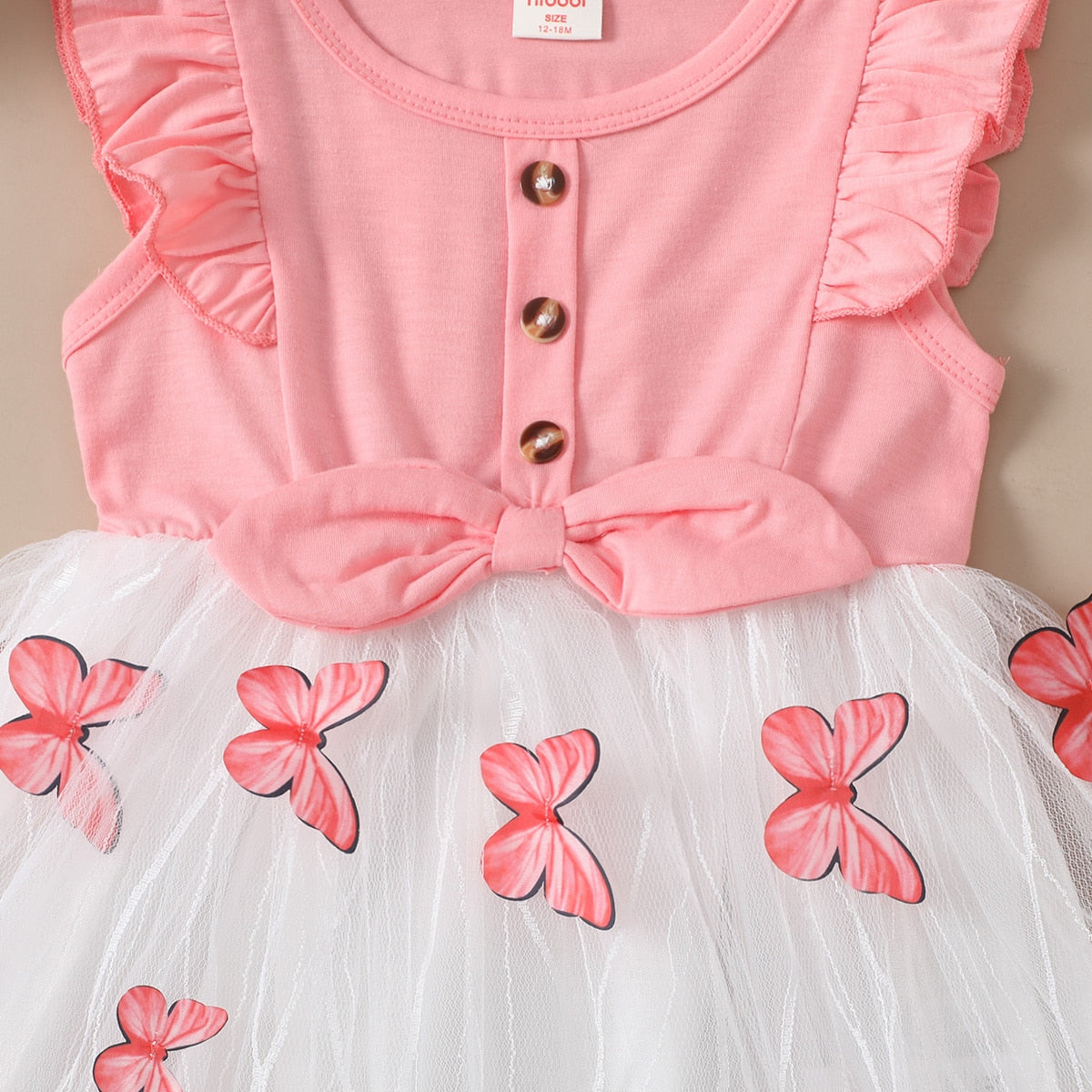 Kids Girls Ruffle Butterfly Pattern Tutu Party Dress childrensterritory
