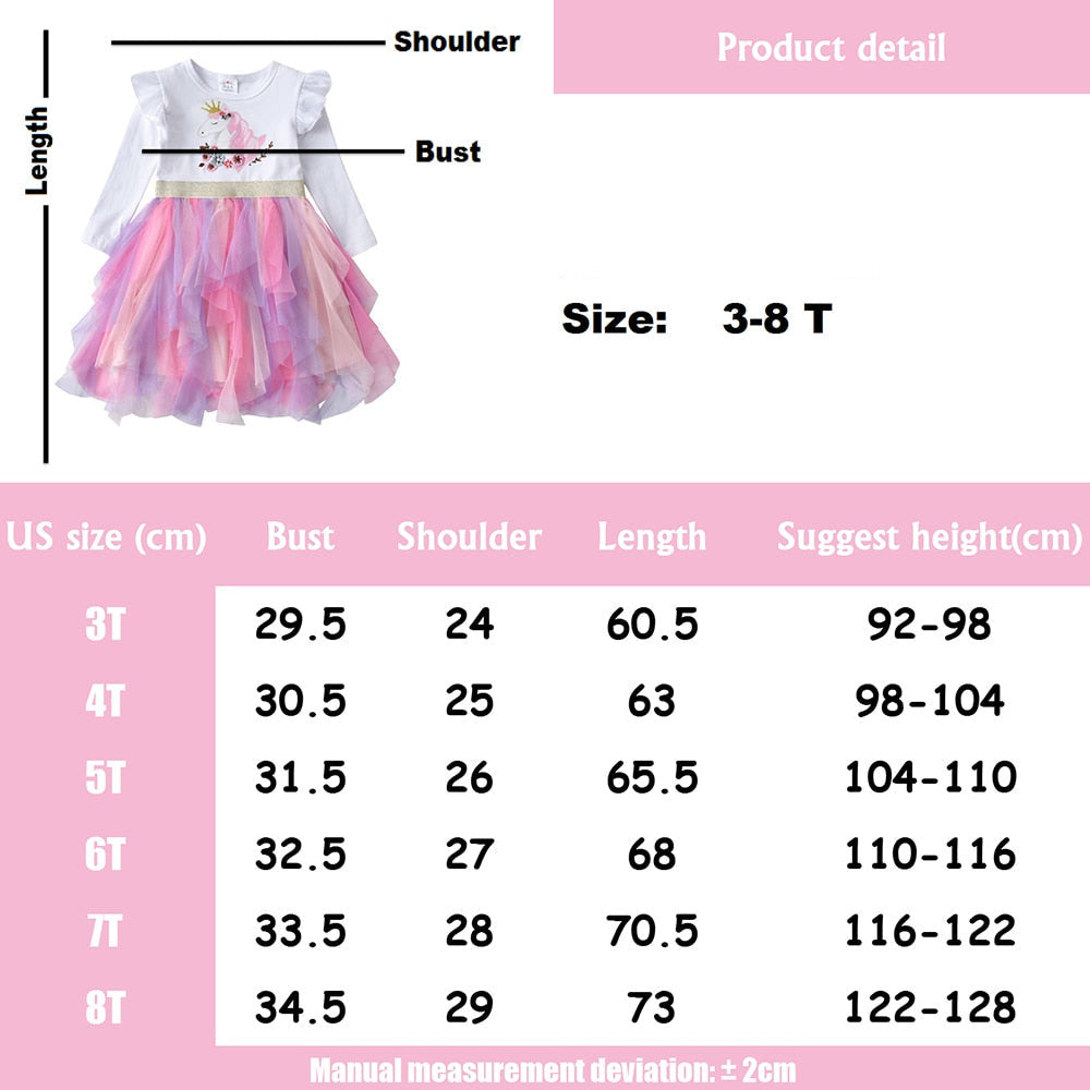 Kids Girls Unicorn Print Tulle Princess Dress childrensterritory