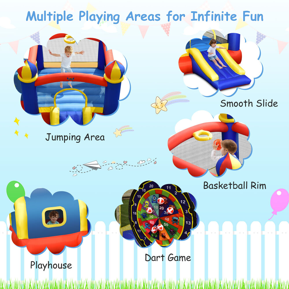 Kids Inflatable Castle w/ Slide & 550W Blower childrensterritory