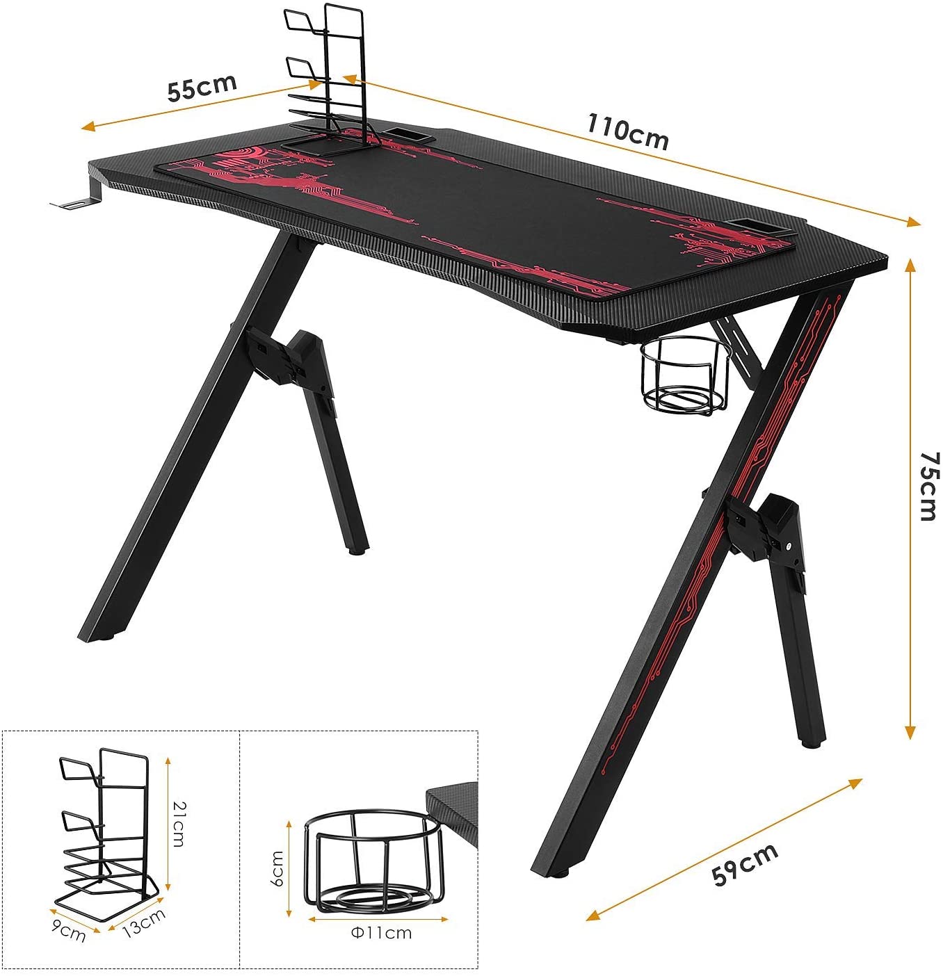 Kids K-Shaped Gaming Desk With Multiple Features childrensterritory