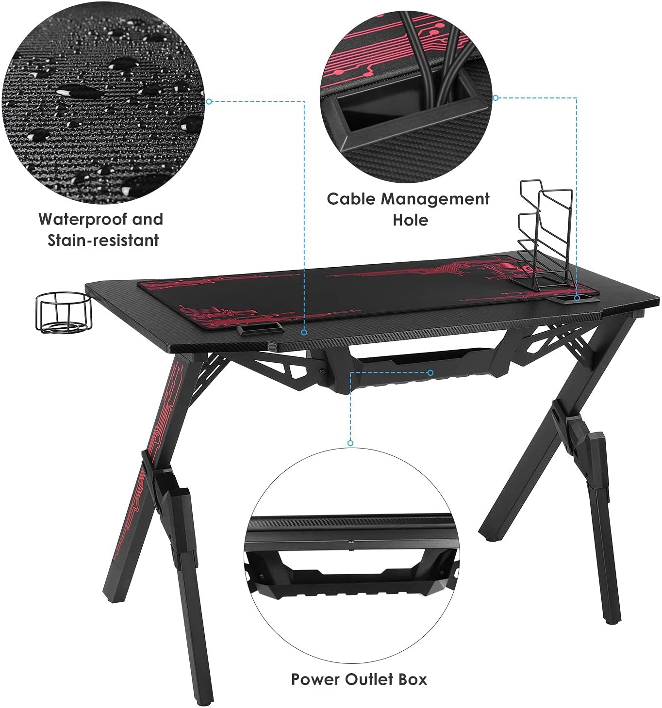Kids K-Shaped Gaming Desk With Multiple Features childrensterritory