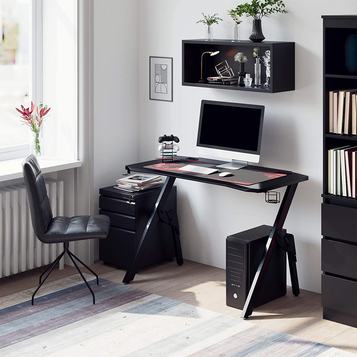 Kids K-Shaped Gaming Desk With Multiple Features childrensterritory