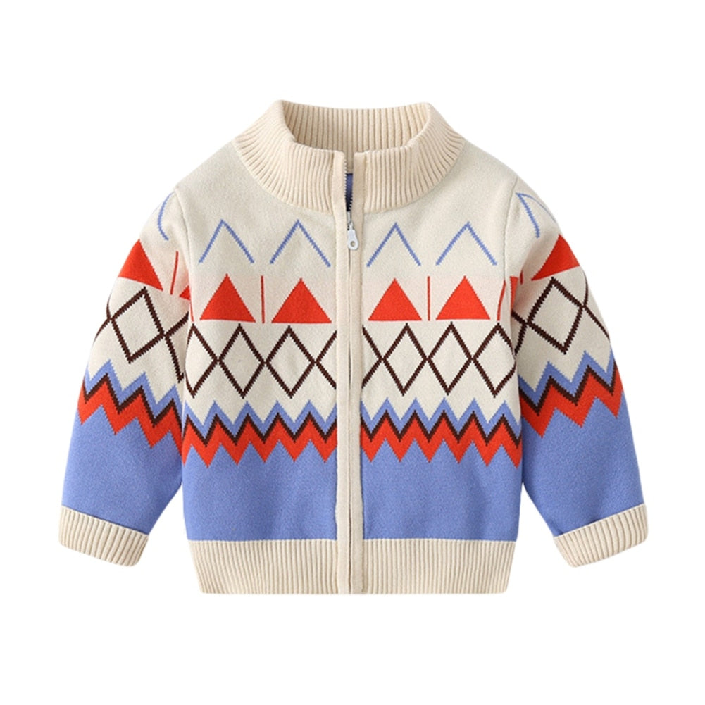 Kids Knit Printed Zipper Cardigan/Outerwear childrensterritory