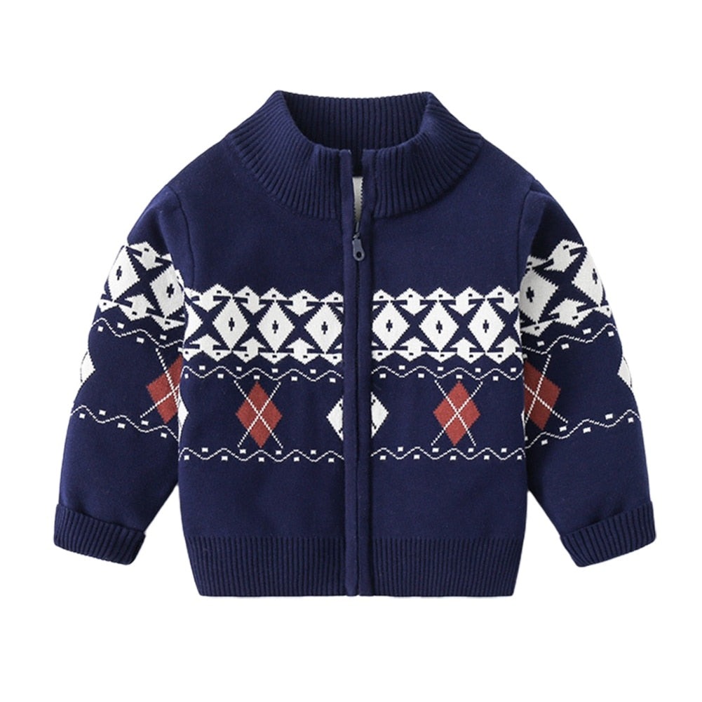 Kids Knit Printed Zipper Cardigan/Outerwear childrensterritory