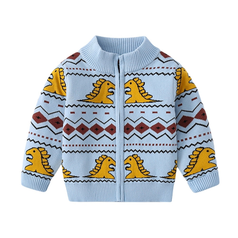 Kids Knit Printed Zipper Cardigan/Outerwear childrensterritory