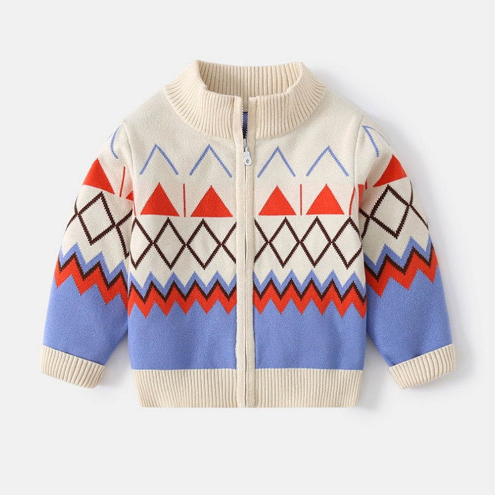 Kids Knit Printed Zipper Cardigan/Outerwear childrensterritory