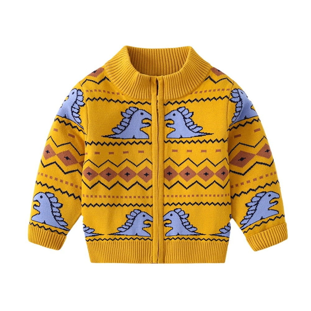 Kids Knit Printed Zipper Cardigan/Outerwear childrensterritory