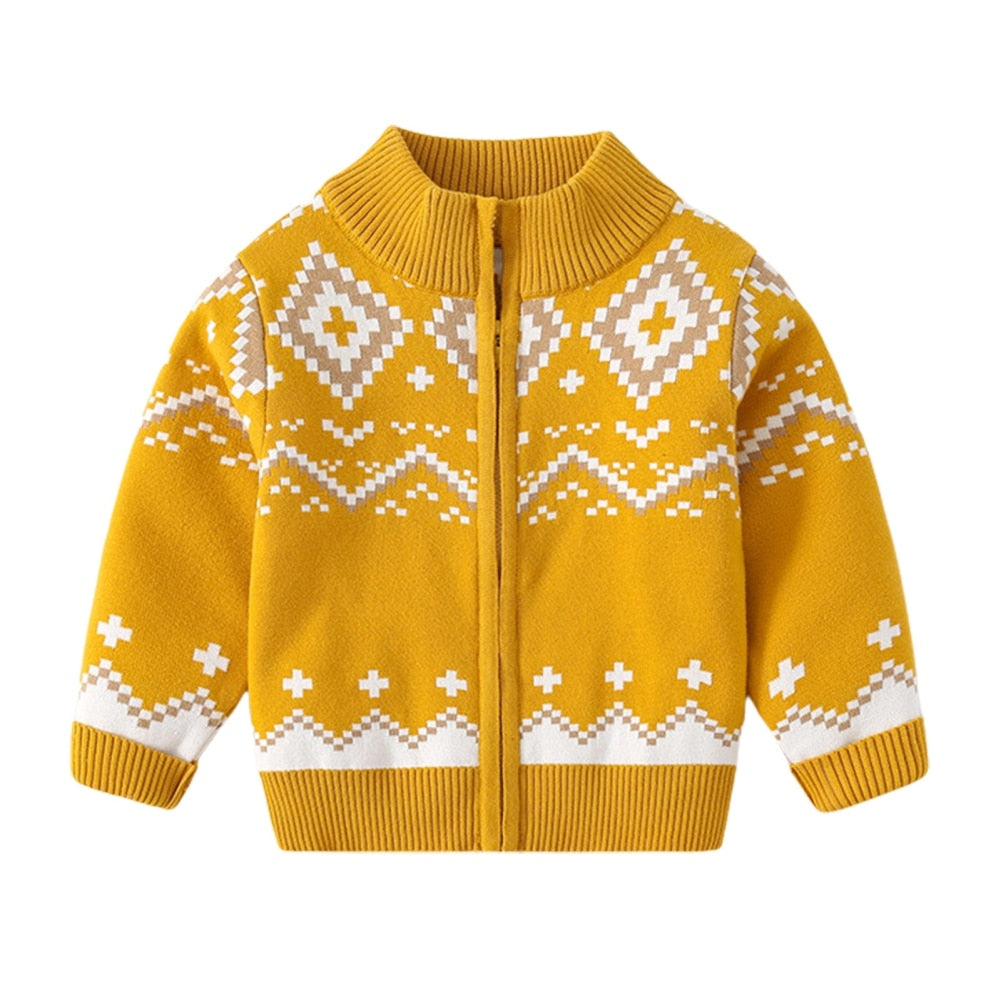 Kids Knit Printed Zipper Cardigan/Outerwear childrensterritory