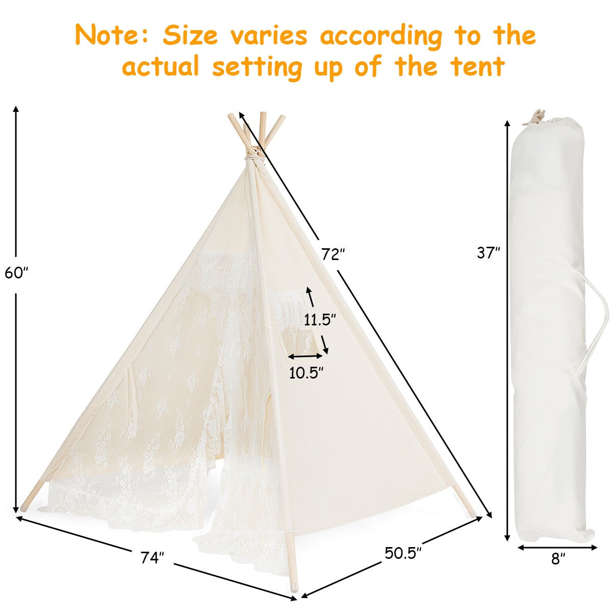 Kids Lace Teepee Tent/Playhouse W/Bag childrensterritory