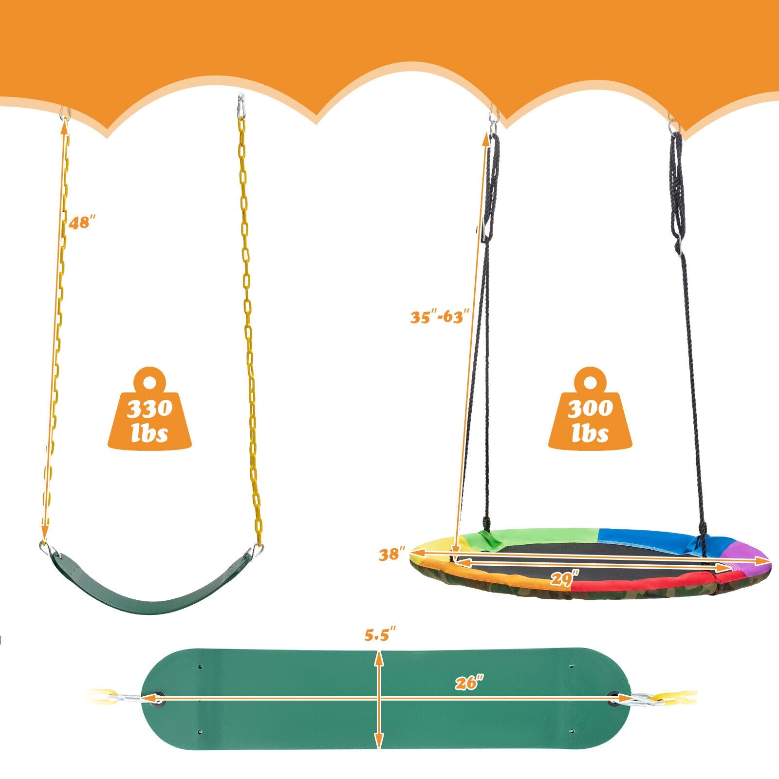 Kids Swing Frame Stand with 2 Swing Set childrensterritory