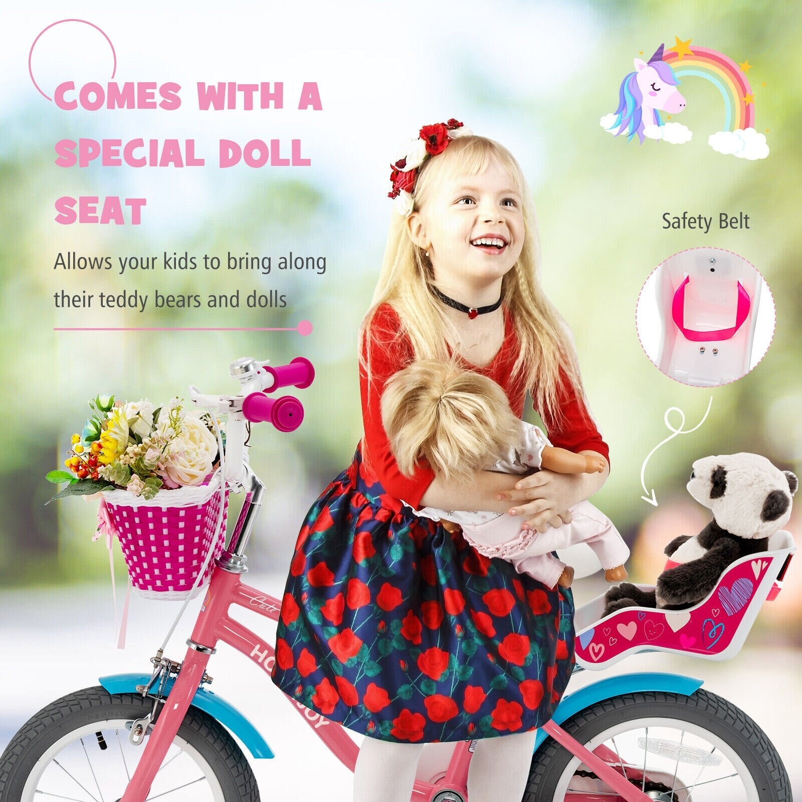Kids Trenddy Bicycle w/Training Wheels & Basket for Boys & Girls childrensterritory