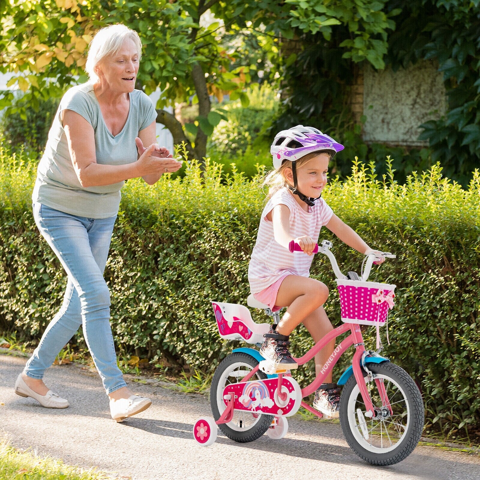 Kids Trenddy Bicycle w/Training Wheels & Basket for Boys & Girls childrensterritory
