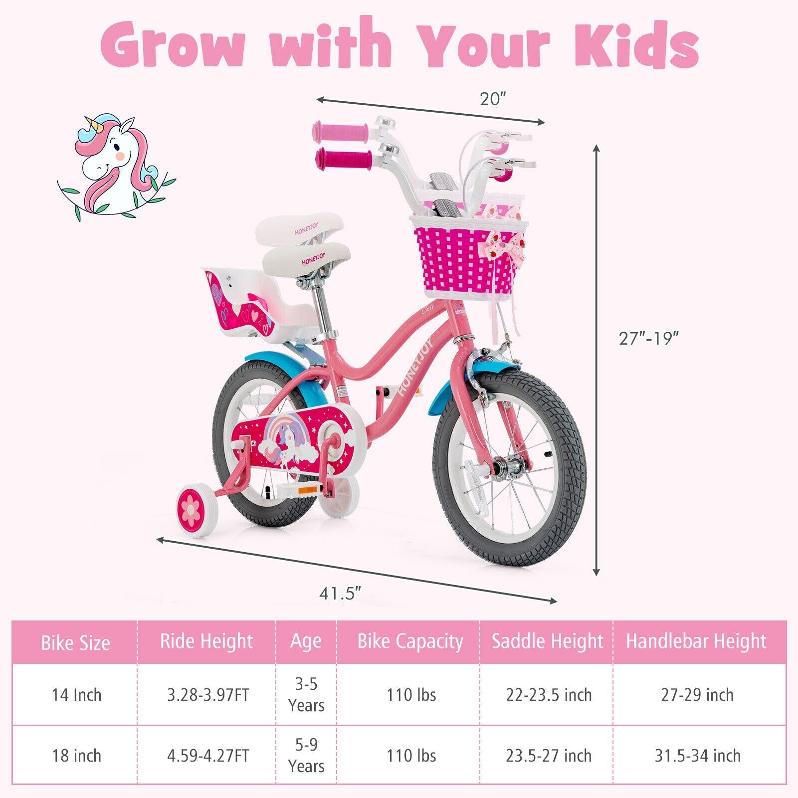 Kids Trenddy Bicycle w/Training Wheels & Basket for Boys & Girls childrensterritory