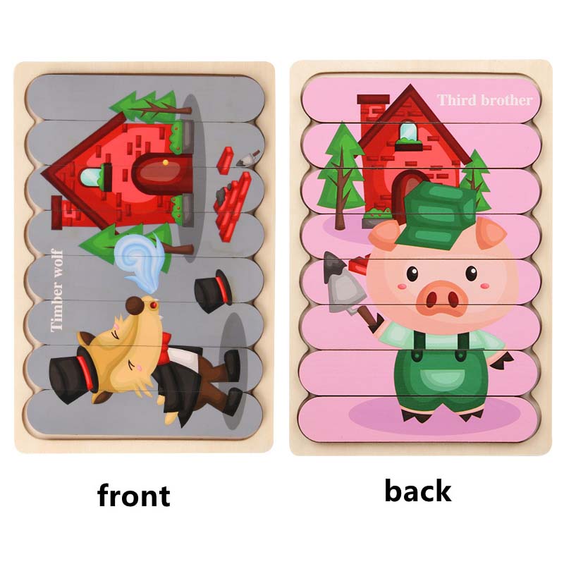 Kids Two-sided 3D Wood Jigsaw Puzzle Toy childrensterritory
