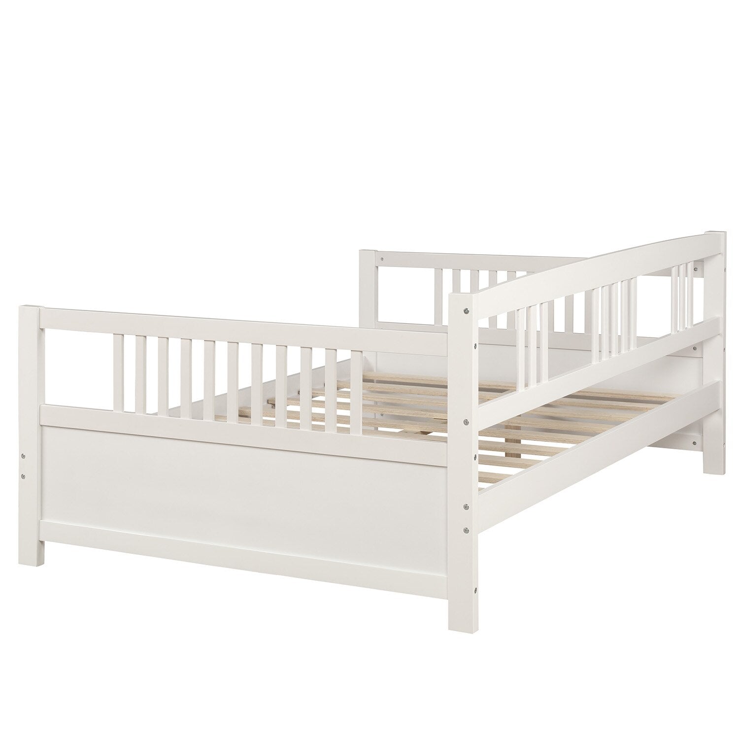 Kids Wooden Full Size Bed Frame with 10 Slats childrensterritory