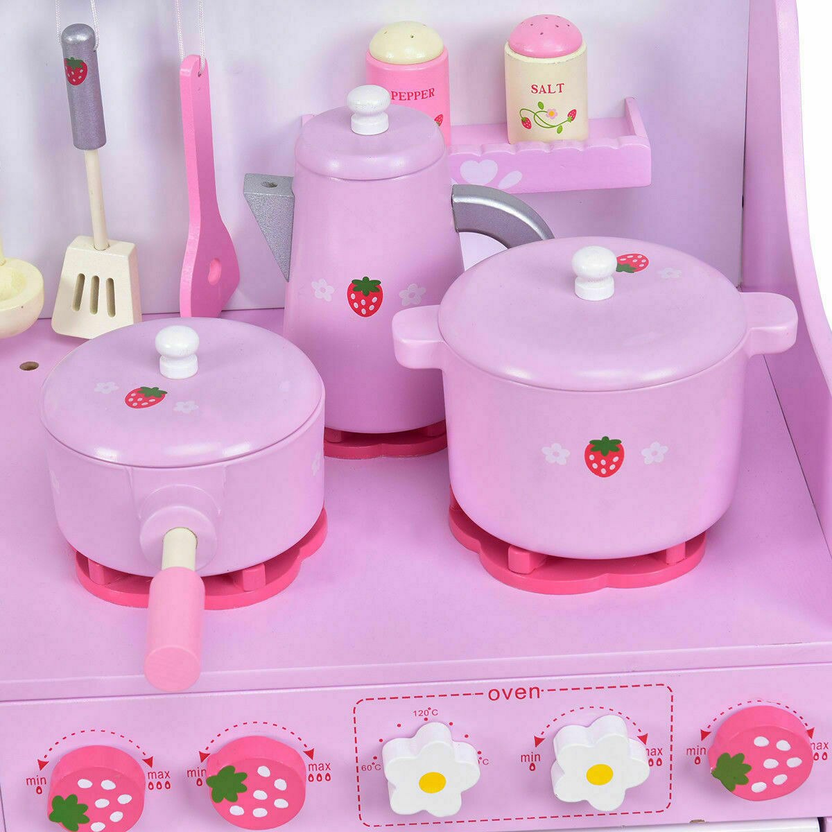 Kids Wooden Pretend Cooking Play Set w/ Kitchen Toy childrensterritory