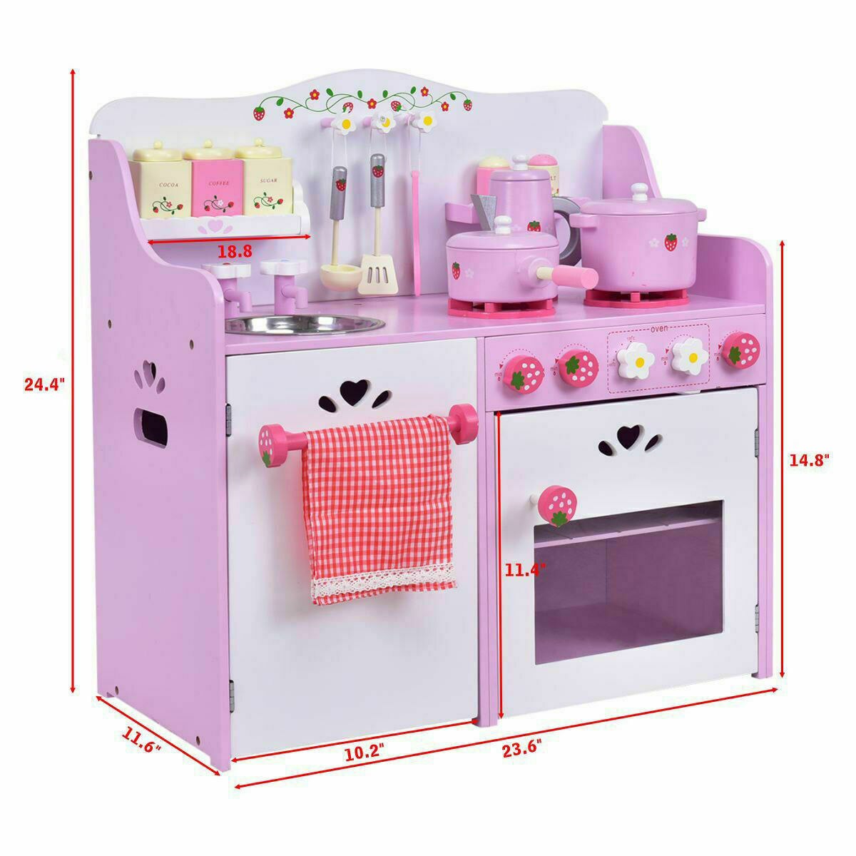 Kids Wooden Pretend Cooking Play Set w/ Kitchen Toy childrensterritory