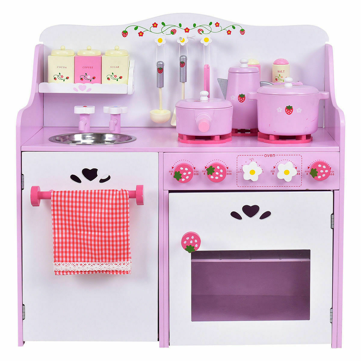 Kids Wooden Pretend Cooking Play Set w/ Kitchen Toy childrensterritory