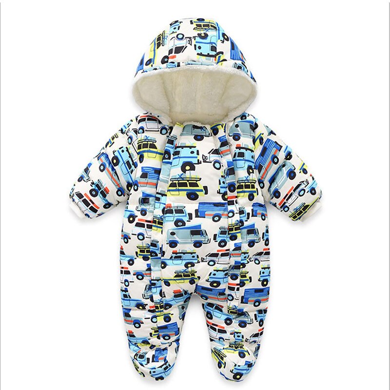 Newborn Baby Plus Velvet Warm Hooded Snowsuit childrensterritory