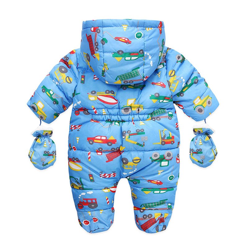 Newborn Baby Plus Velvet Warm Hooded Snowsuit childrensterritory