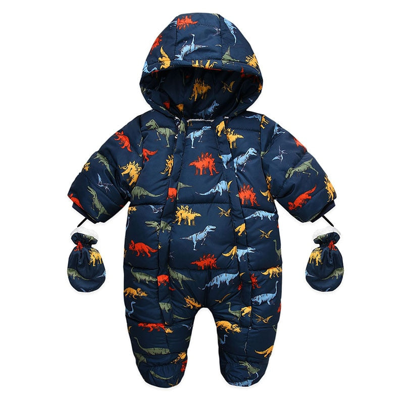 Newborn Baby Plus Velvet Warm Hooded Snowsuit childrensterritory