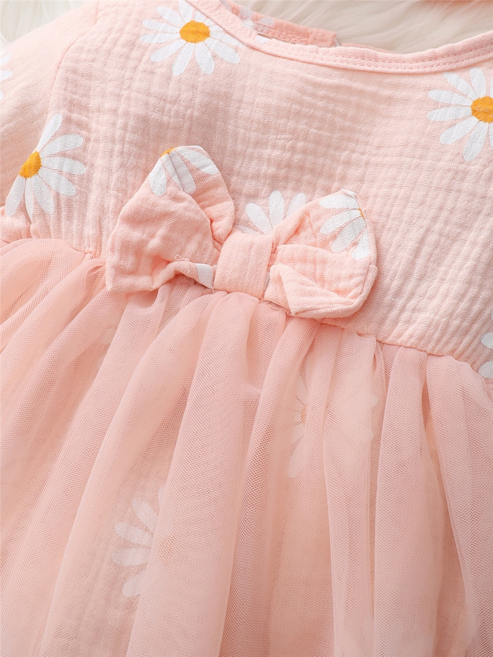 Newborn Girls Daisy Print Tulle Princess Dress childrensterritory