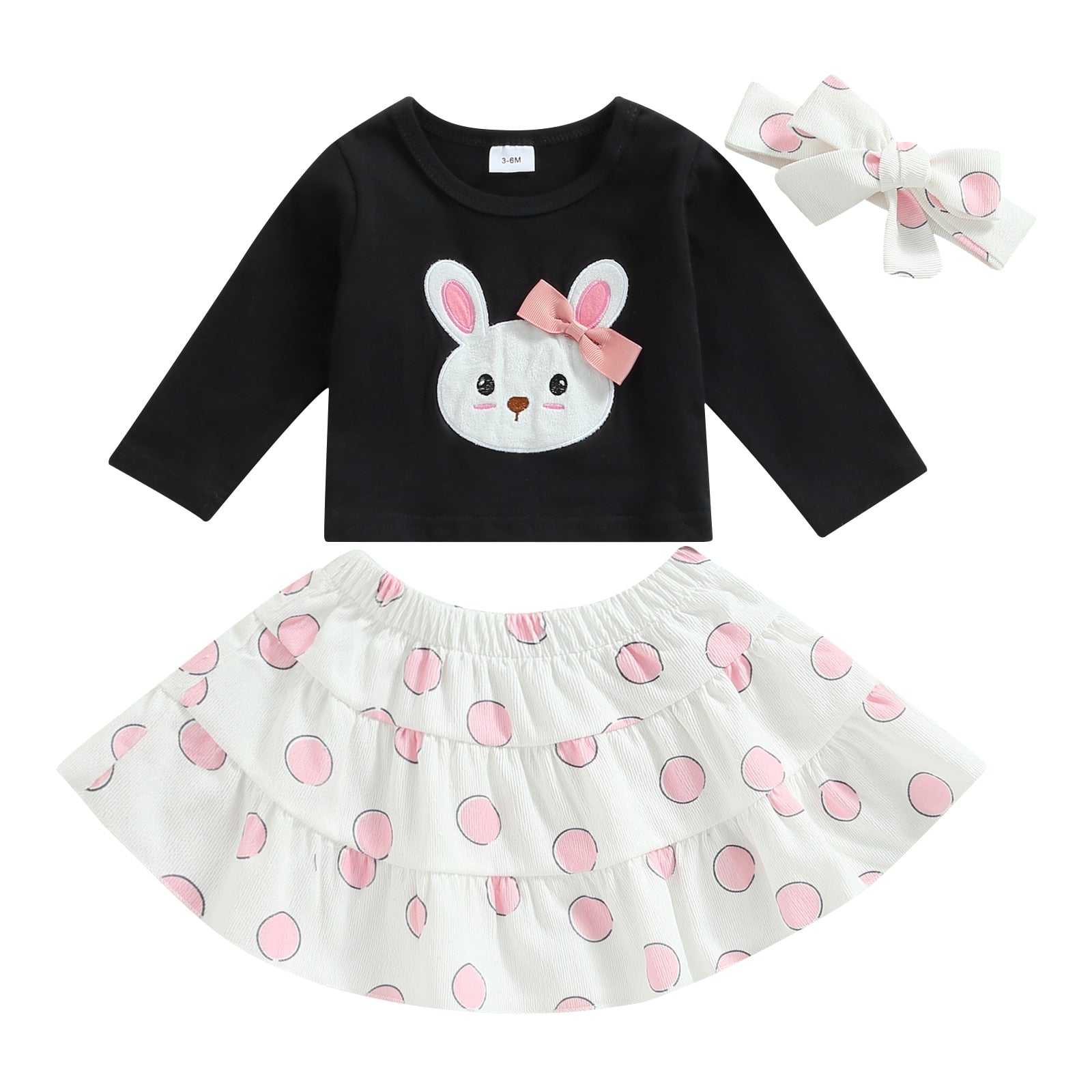 Rabbit Print Top & A-Line Skirt/Easter Outfit Set for Baby Girl childrensterritory