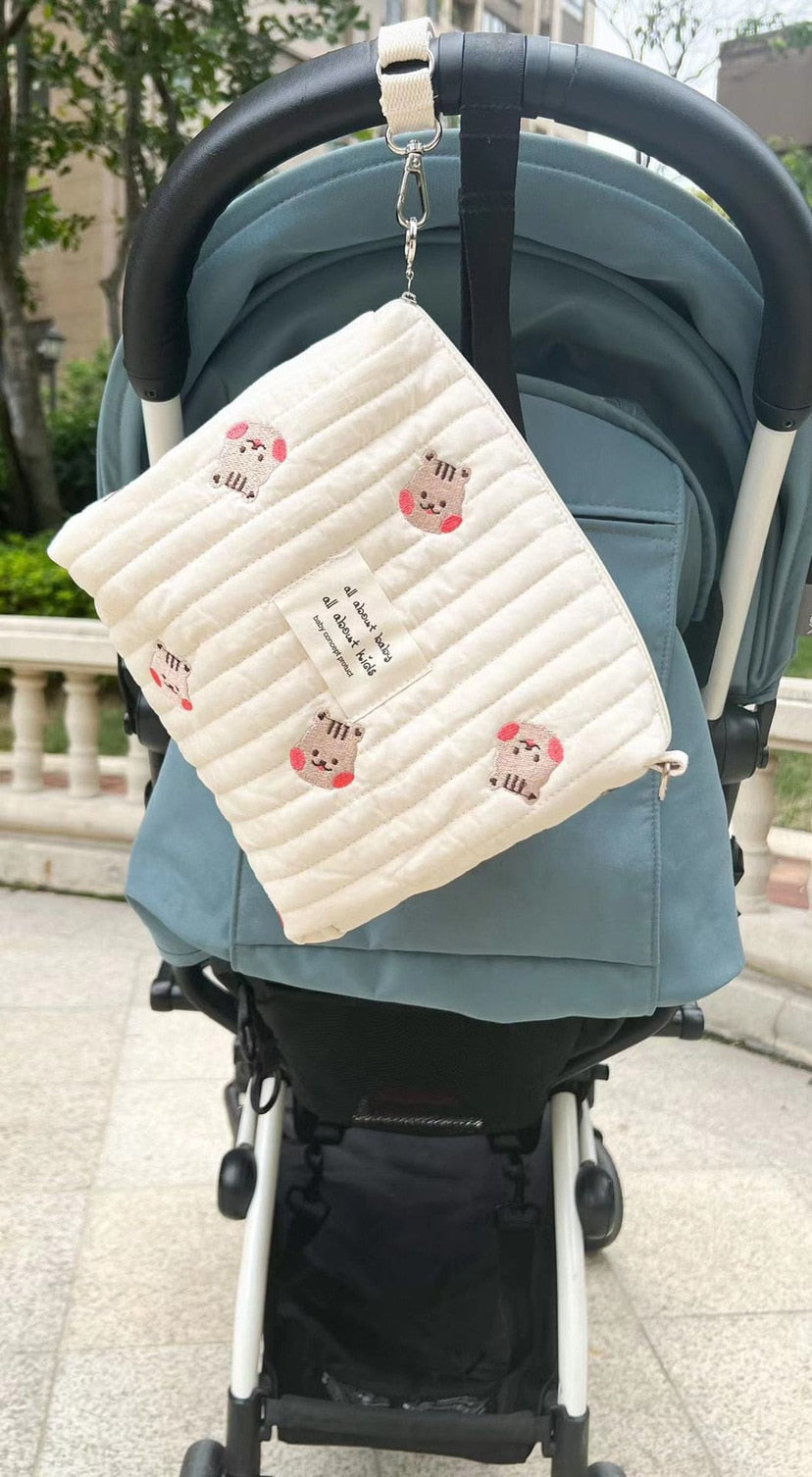 Bear Embroidery Baby Nappy Bag for Moms childrensterritory