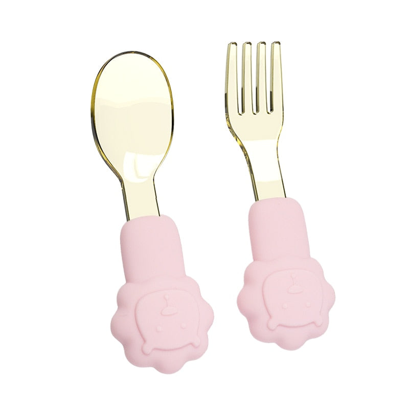 2pcs Baby Learn To Eat Fork Spoon Set | Kids Tableware childrensterritory