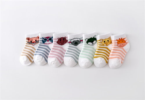 7Pairs/set Casual Cartoon Cotton Socks for Babies childrensterritory