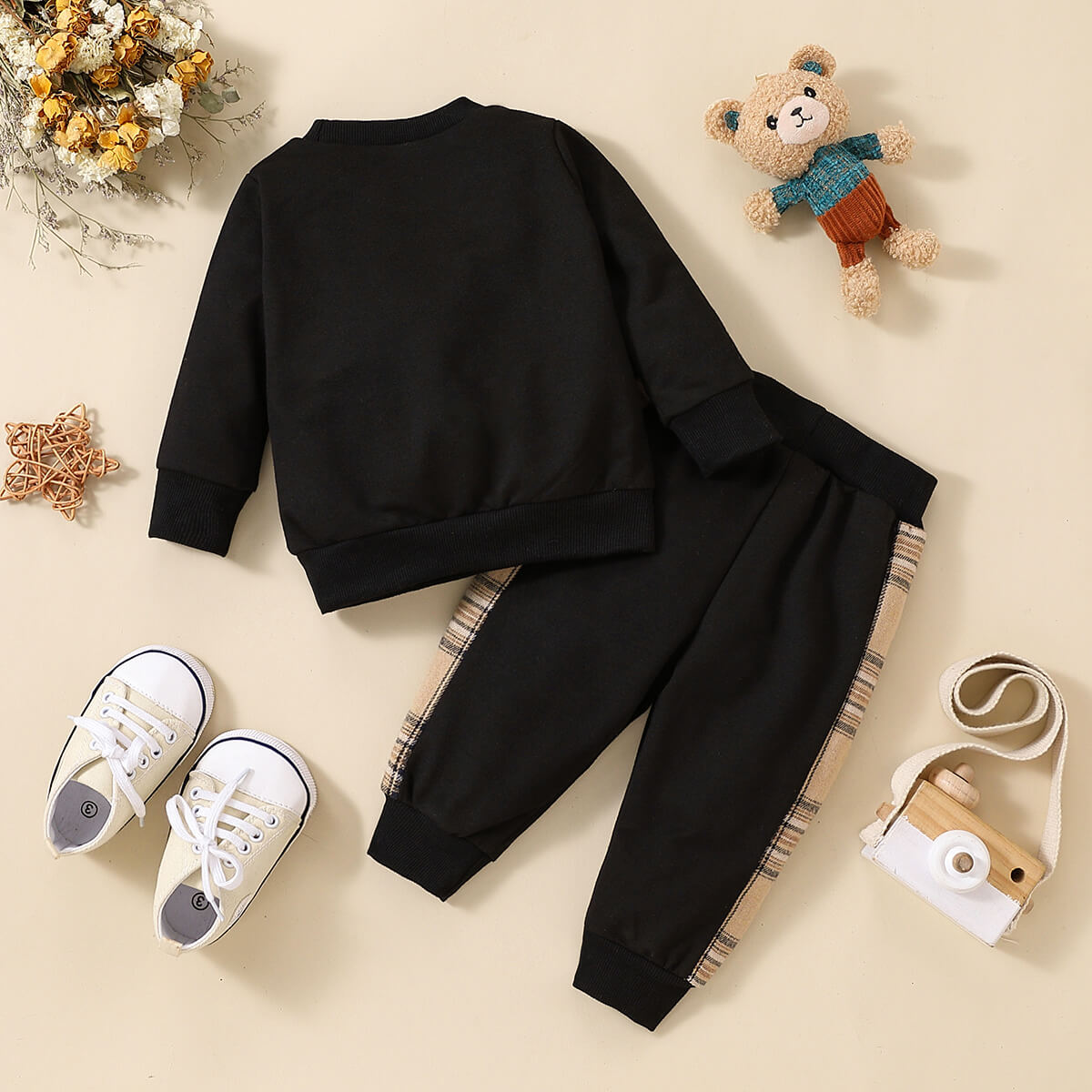 Baby Boy Bear Print Sweatshirt & Pants Clothes Set childrensterritory