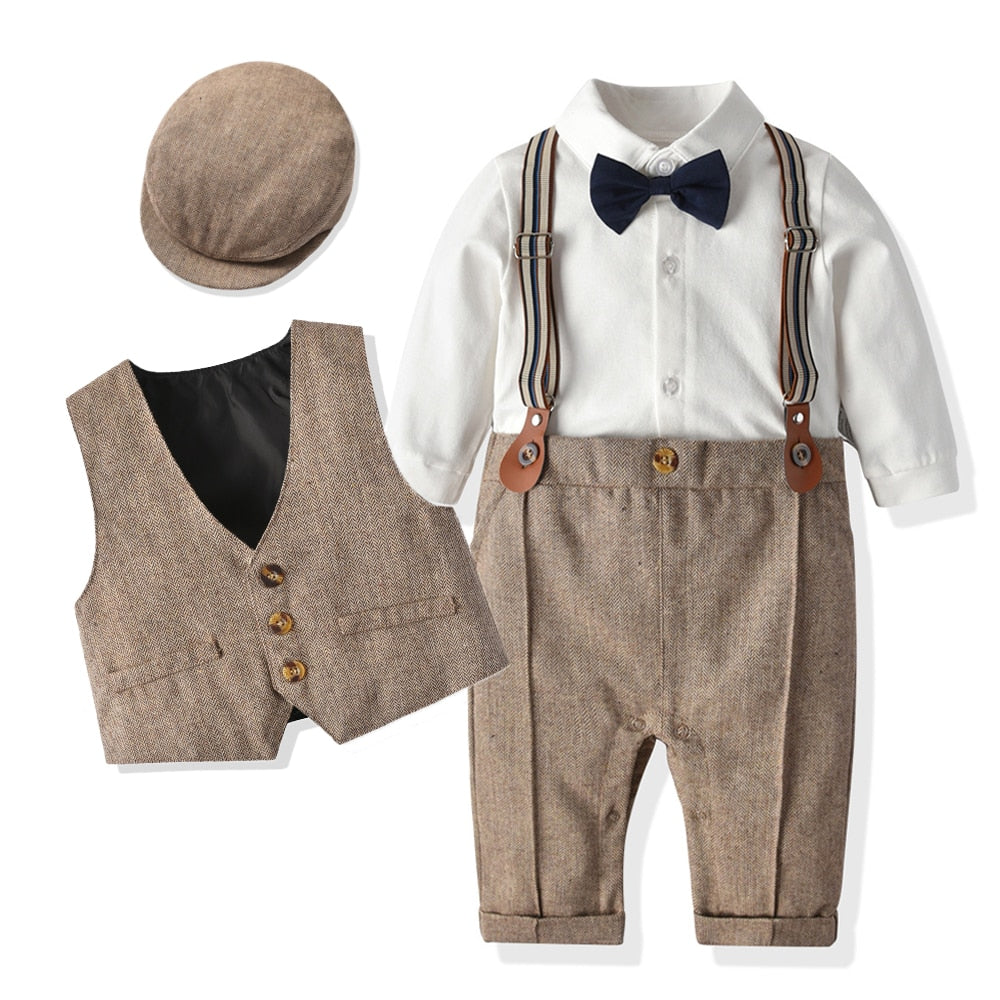 Infant Boy Formal Birthday Outfit With Hat Vest childrensterritory