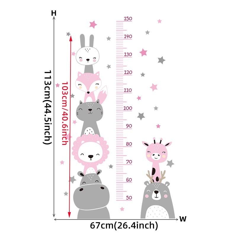 Height Ruler & Cartoon Wall Decals for Kids Room childrensterritory