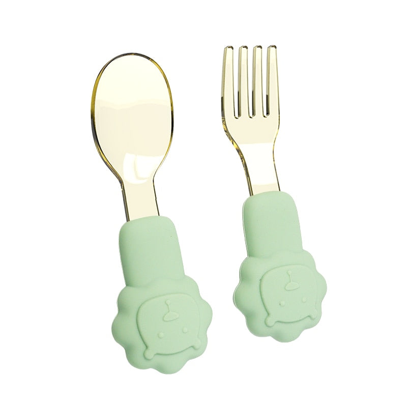 2pcs Baby Learn To Eat Fork Spoon Set | Kids Tableware childrensterritory