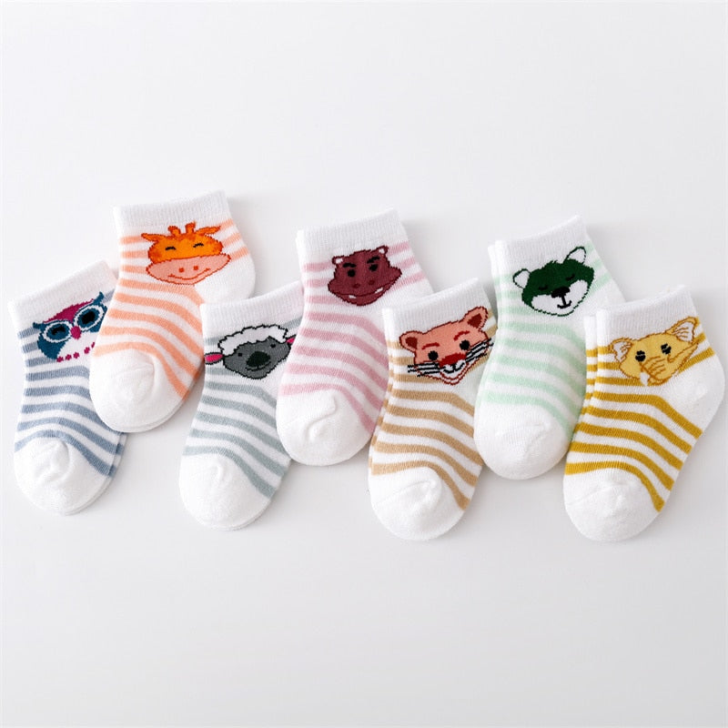 7Pairs/set Casual Cartoon Cotton Socks for Babies childrensterritory