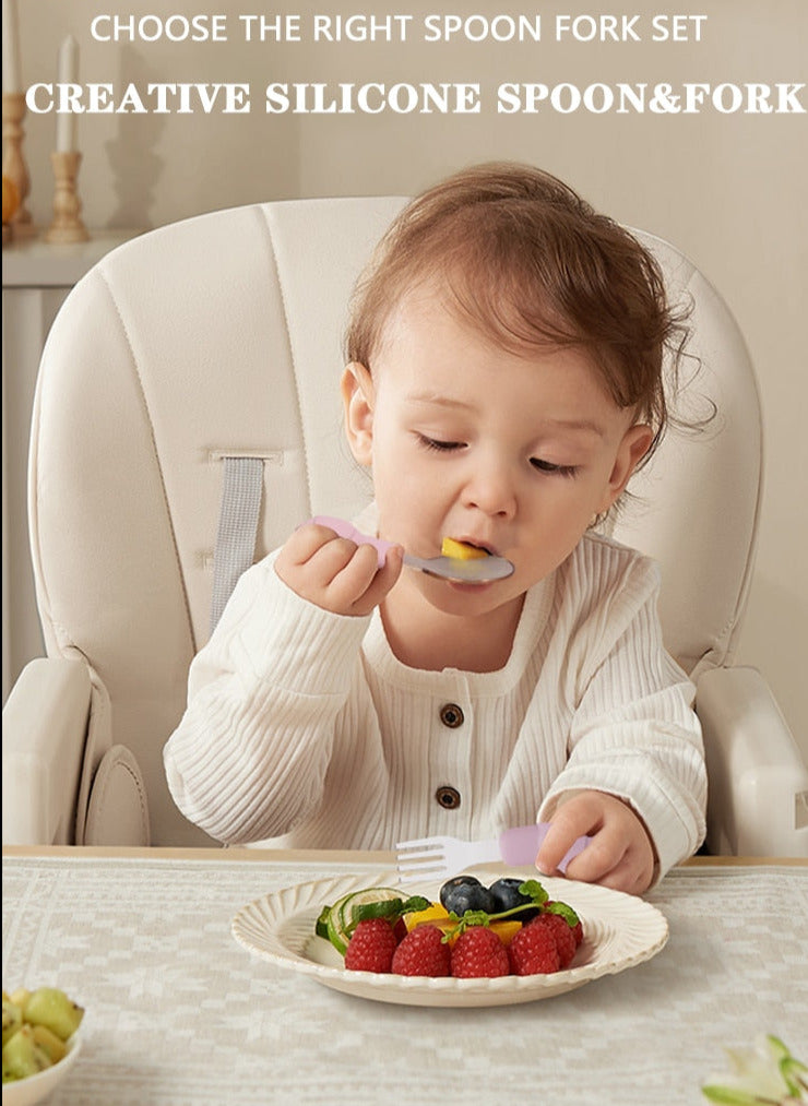 2pcs Baby Learn To Eat Fork Spoon Set | Kids Tableware childrensterritory