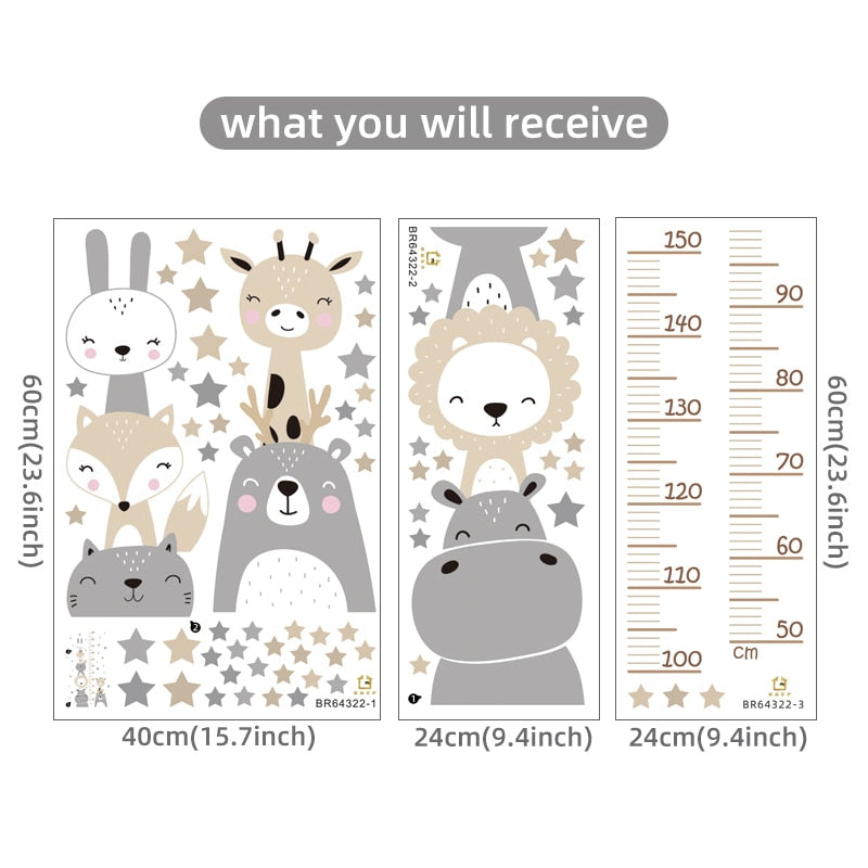 Height Ruler & Cartoon Wall Decals for Kids Room childrensterritory