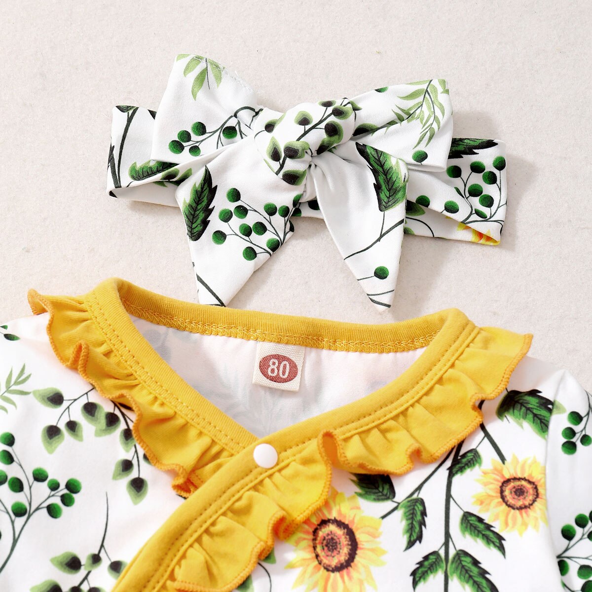 Baby Girls Floral Summer Bodysuit with Headband childrensterritory