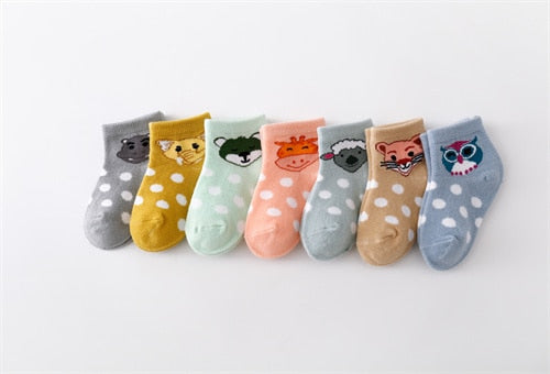 7Pairs/set Casual Cartoon Cotton Socks for Babies childrensterritory