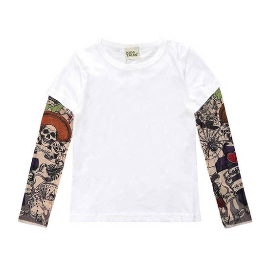 Letter Printed Kids Boys T-shirts with Tattoo Sleeves childrensterritory