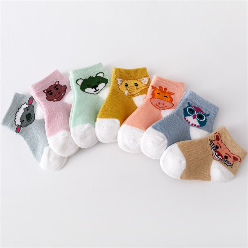 7Pairs/set Casual Cartoon Cotton Socks for Babies childrensterritory