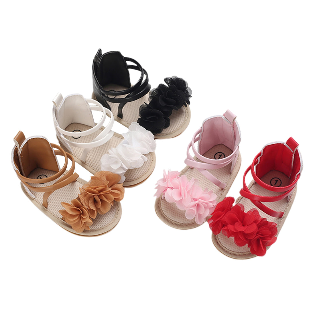 Baby Girls Flower Patchwork Soft Sole Shoes childrensterritory