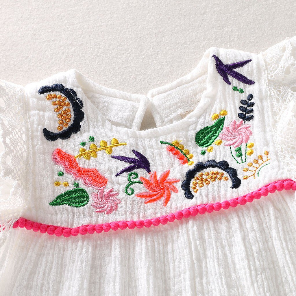 Baby/Kids Girls Embroidery Swing Pleated Dress childrensterritory
