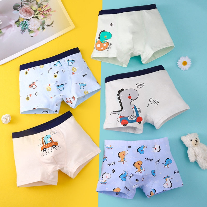 Kids Boys Cartoon Print Cotton Briefs/Panties childrensterritory