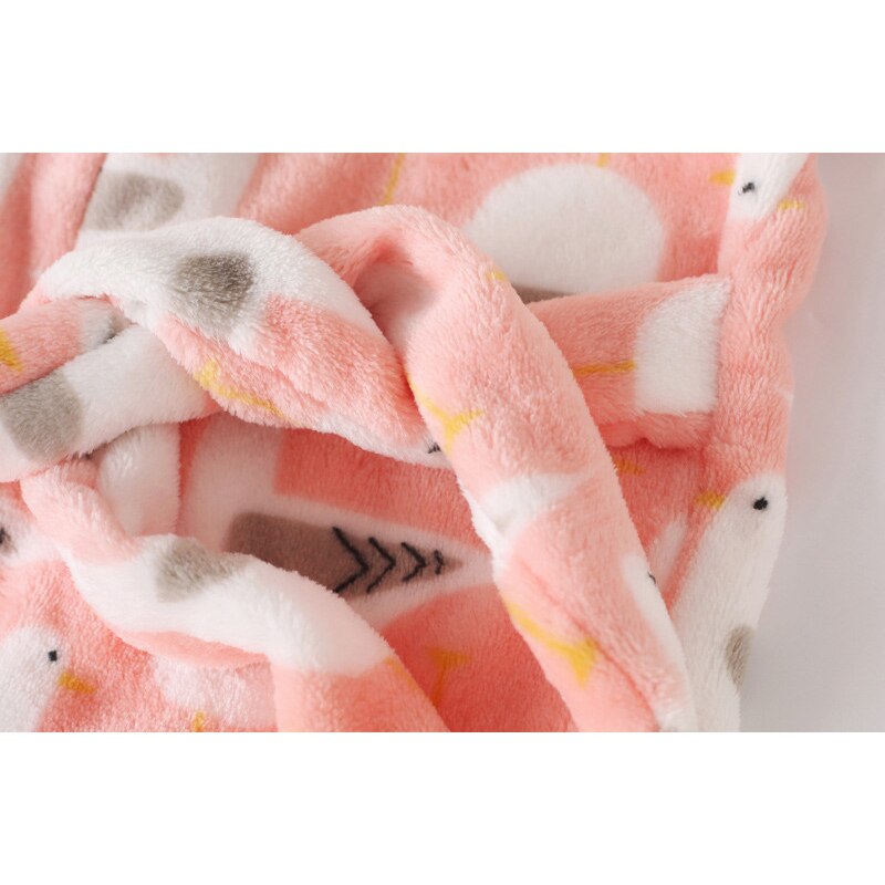 Kids Cartoon Printed Hooded Flannel Bathrobe childrensterritory