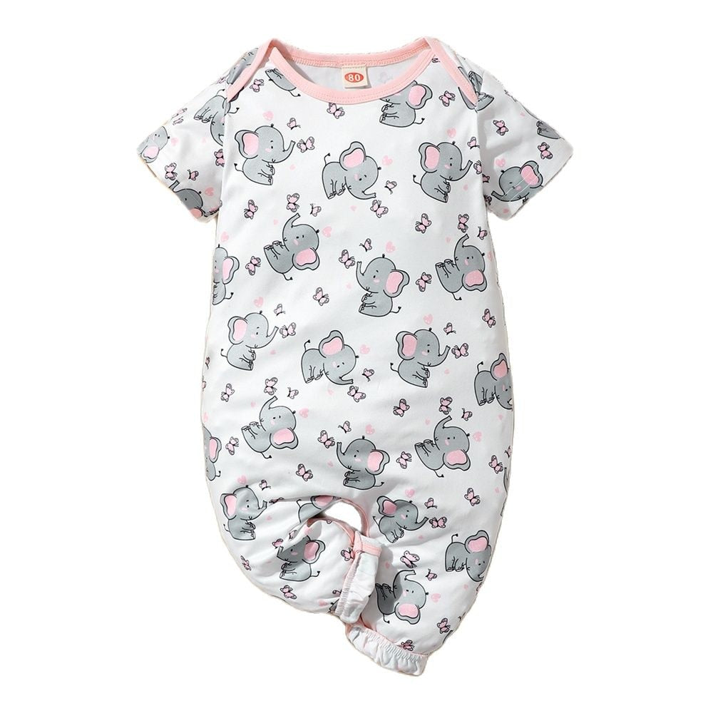 Baby Girl Elephant Print Summer Bodysuit childrensterritory