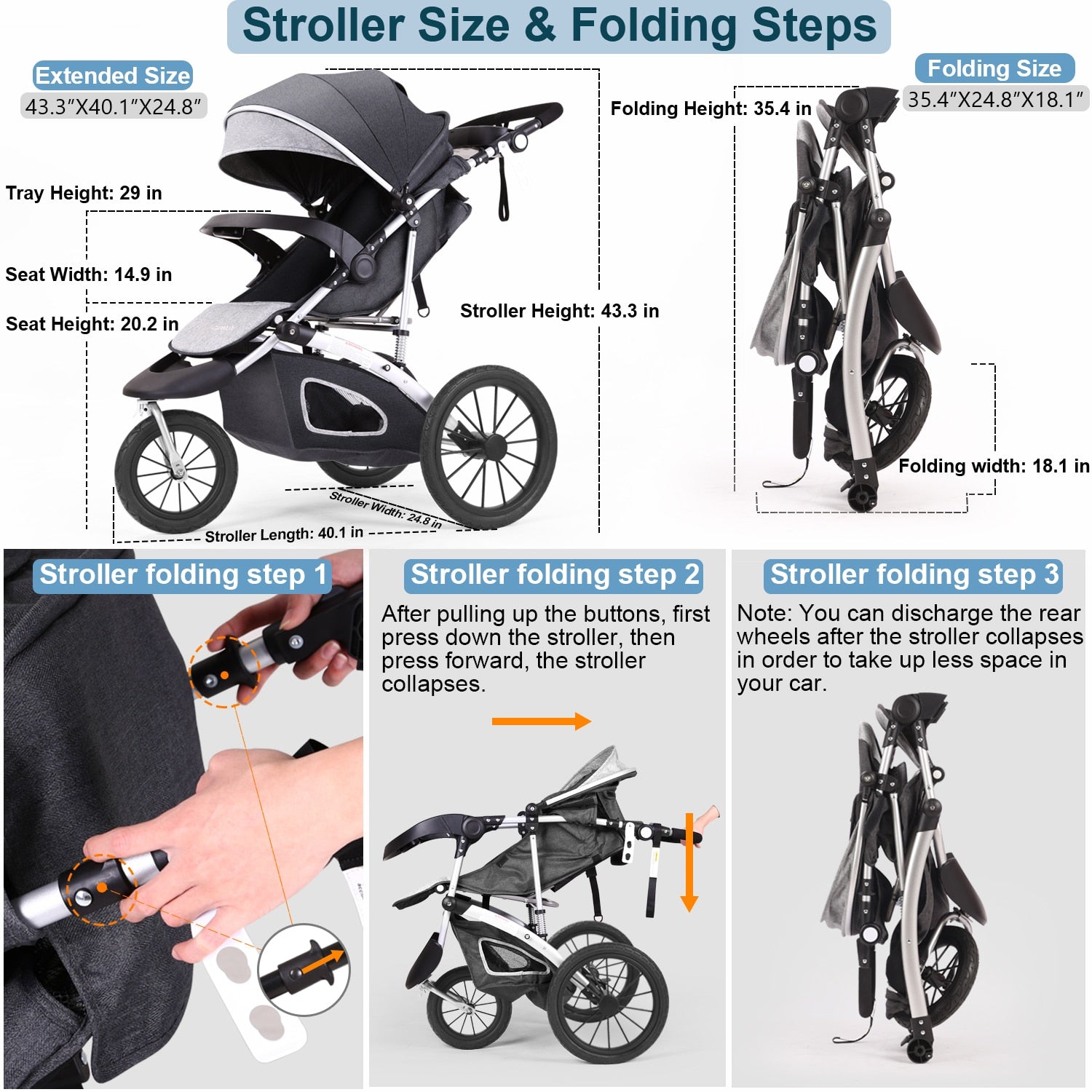 Fold-able & Reversible Jogging Stroller for Baby childrensterritory