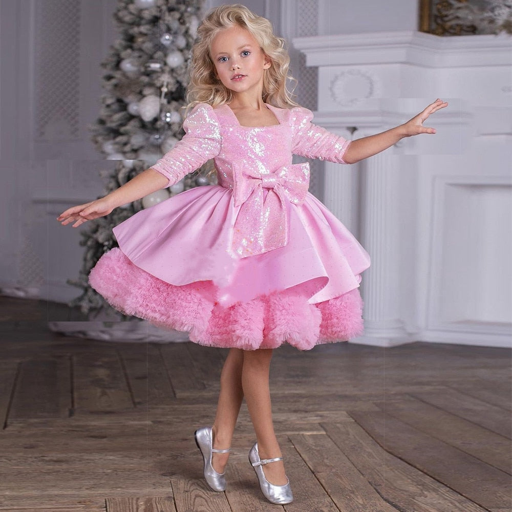 Puffy Pink Tiered Infant Girl Birthday Party Gown childrensterritory